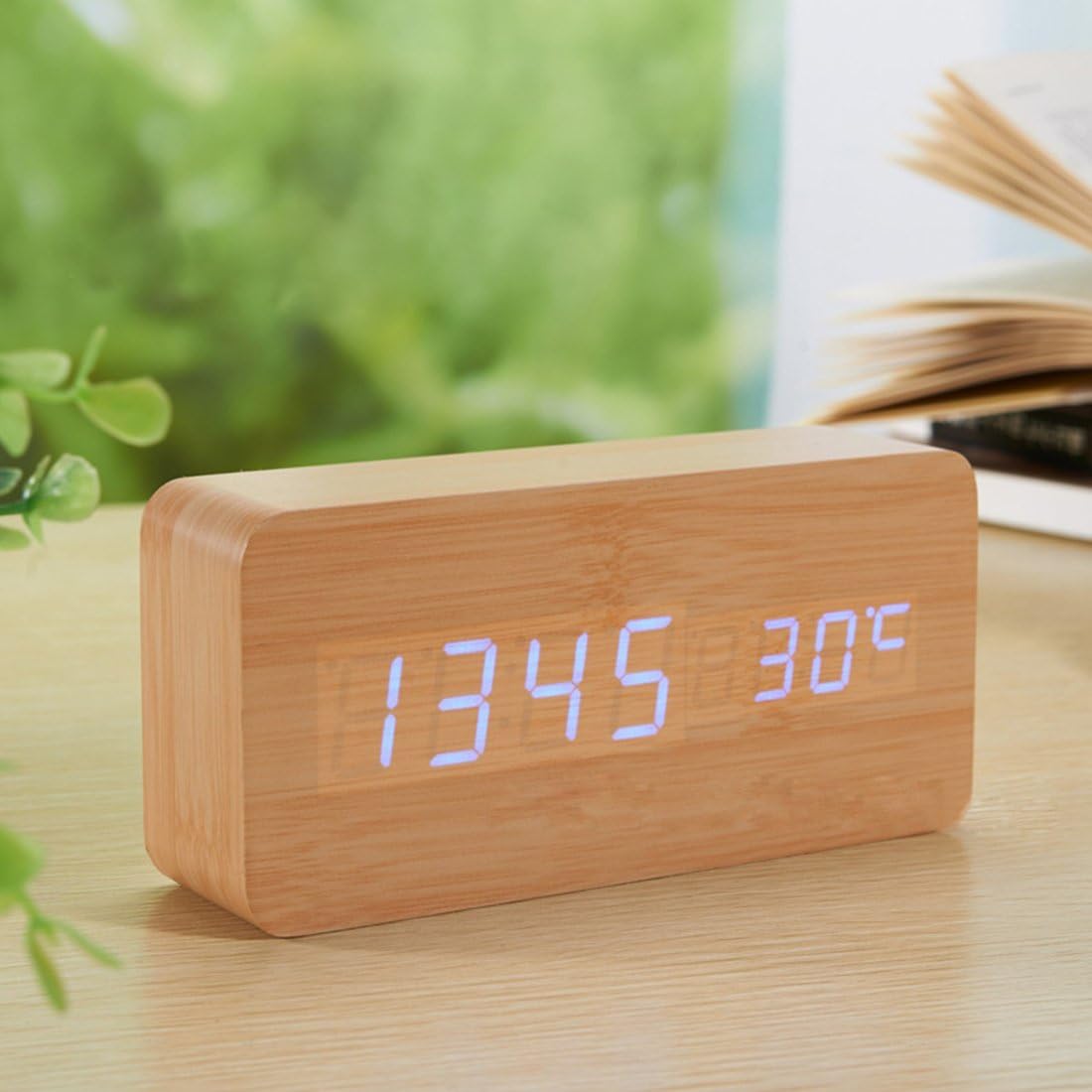 LED Wooden Alarm Clock Wooden LED Digital Alarm Clock