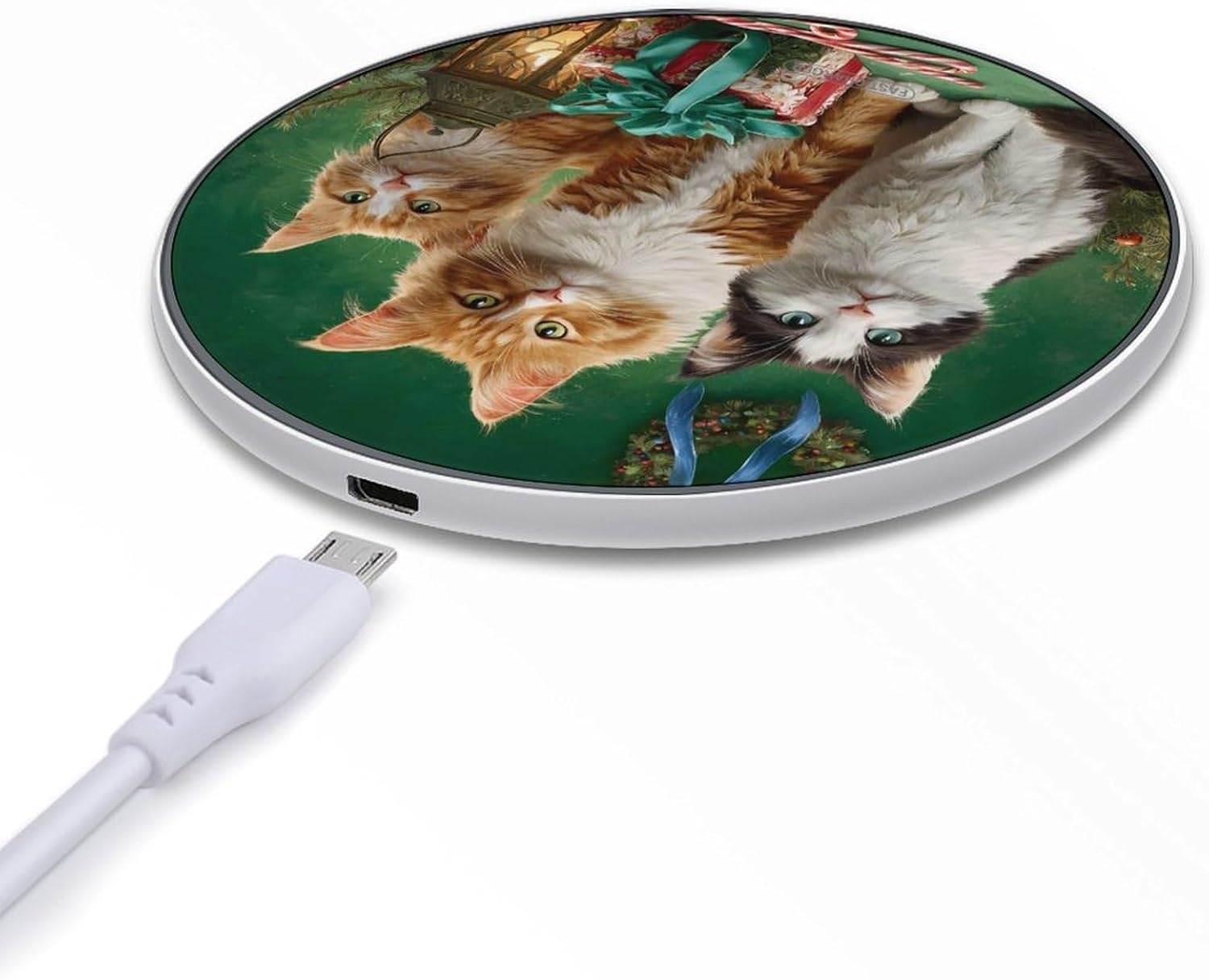 Cute Cats Christmas Slim 10W Fast Charging Pad image 5