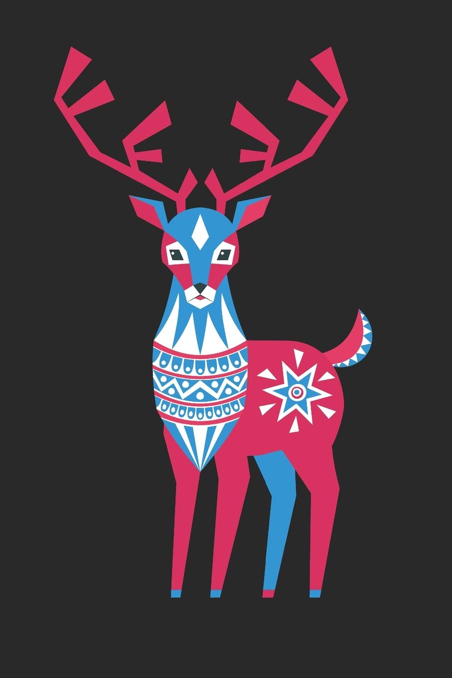Notebook: Nordic Scandinavian Inspired Reindeer Lined Journal, Christmas Folk Woodland Animal Themed Gift