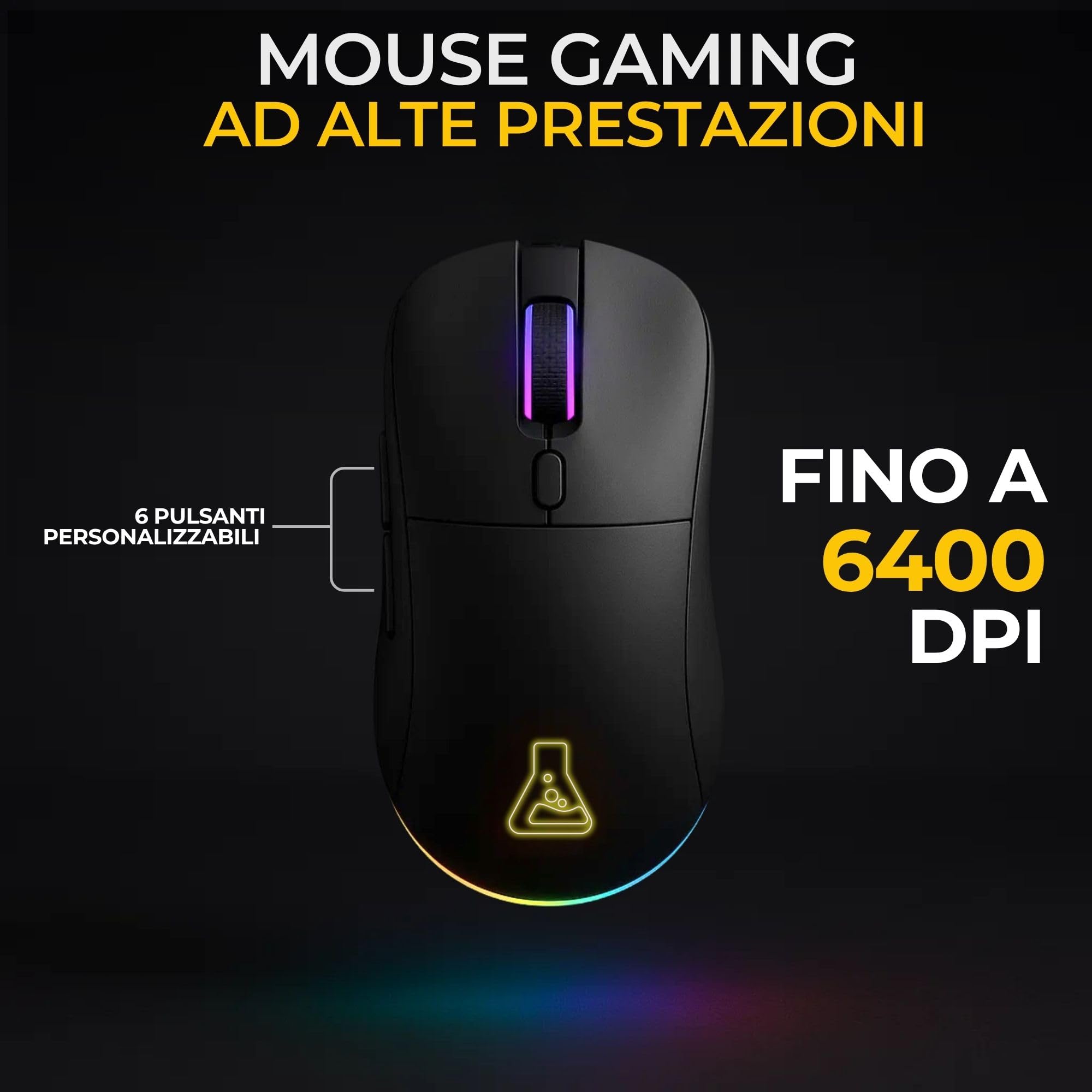THE G-LAB Combo TUNGSTEN - Tastiera e Mouse Wireless Tripla Connessione 2.4GHz / Bluetooth/USB - Tastiera Gaming ITALIANA, RGB e Macro Custom - Mouse Gaming Wireless 6400 DPI - PC / PS4 / PS5 / XBOX