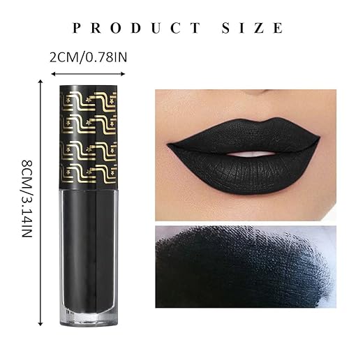 Miniatura 6 de Kilshye Lápiz labial líquido mate para Halloween, pigmento gótico, brillo labial, terciopelo para disfraz, para mujeres y niñas, paquete de 1 unidad