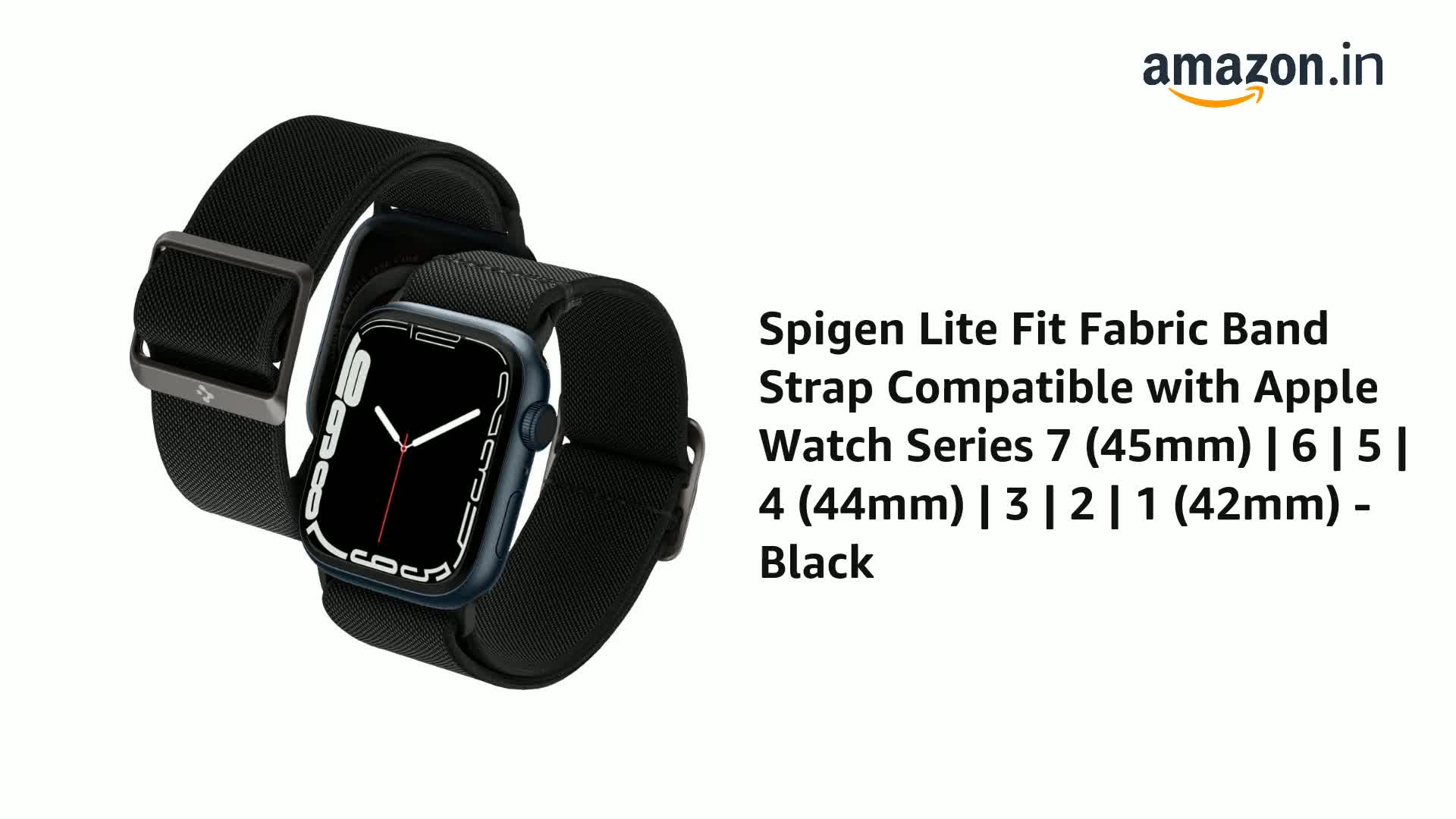 Spigen Lite Fit Fabric Band Strap Compatible with Apple Watch Series 7  (45mm) | 6 | 5 | 4 (44mm) | 3 | 2 | 1 (42mm) - Black : Amazon.in: Jewellery