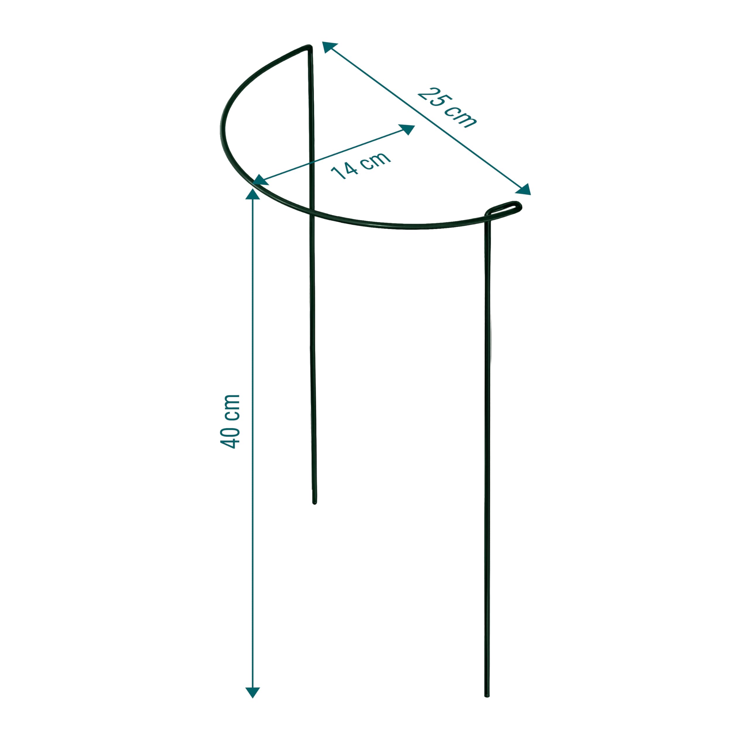 Sillar 10 Pezzi Supporti per Piante Semitondi 25 x 40 cm, Tutori per Piante in Ferro Rivestito, Sostegni per Pomodori, Peonie, Fiori, Orto, Giardino e Piante Rampicanti, Protezione dal Vento