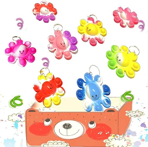 26 piezas de bonito pulpo para aliviar el estrés, juguete sensorial de burbujas para presionar, llavero de silicona mini juguete para la ansiedad,