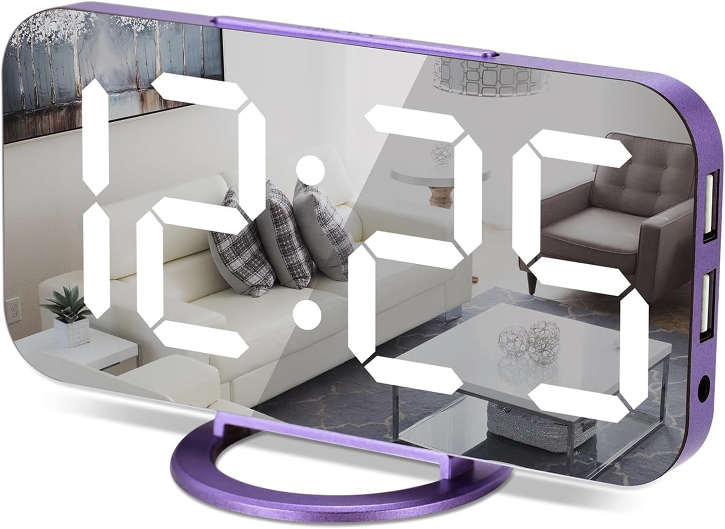 Alarm Clock for Bedroom,7” LED and Mirror Digital Clocks Large Display