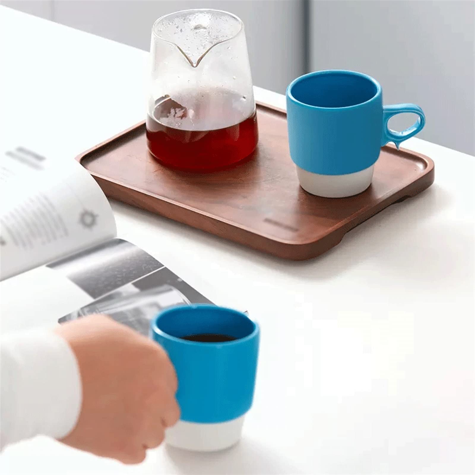 Maison Tasse à café en céramique simple de 280 ML tasse thé exquise après-midi bureau conception créative Décoration(Blue)