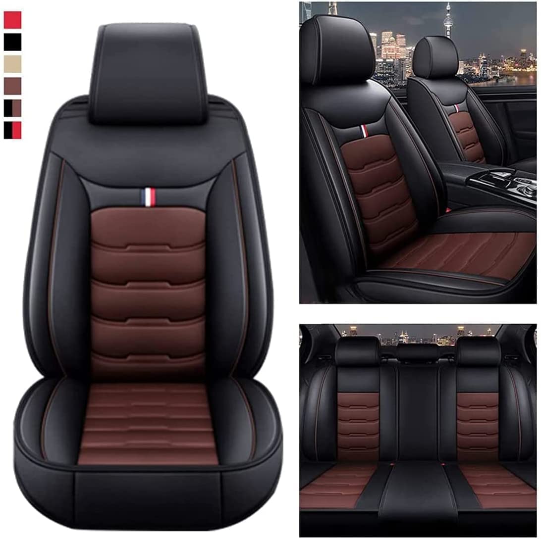 9 Piezas Cuero Funda Asiento Coche para Koleos Samsung QM6 2017-2020,Impermeable Cojines Protectores Interior Accesorios,C-Black Coffee-Standard