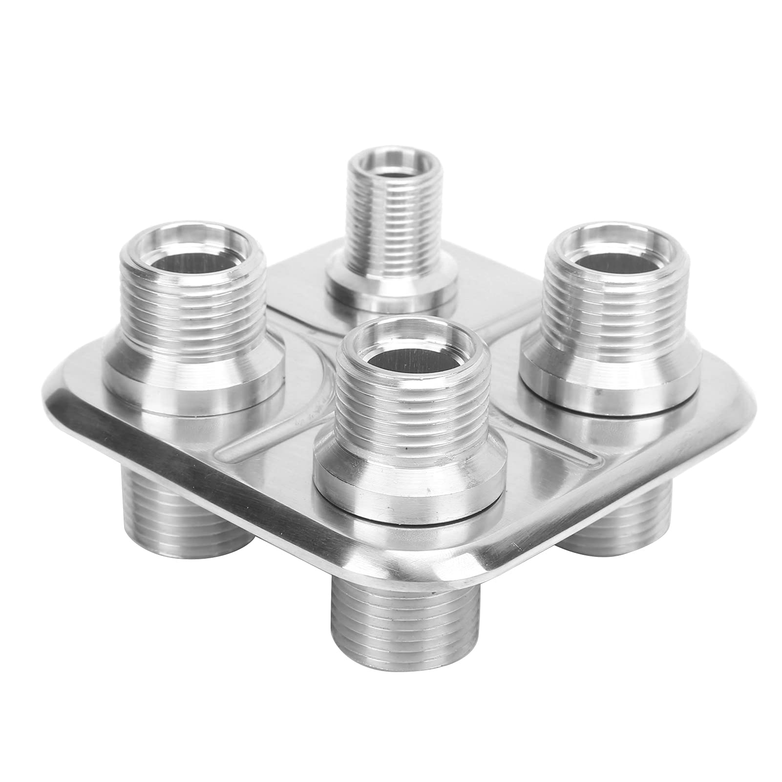 Keenso High Reliability 4-Port Air Conditioning Bulkhead Hose Fitting Fit for FORD Vehicles Exquisite Replacement for GM Performance 1-6 and 3-10 Fitment Auto Accessories (Silver)