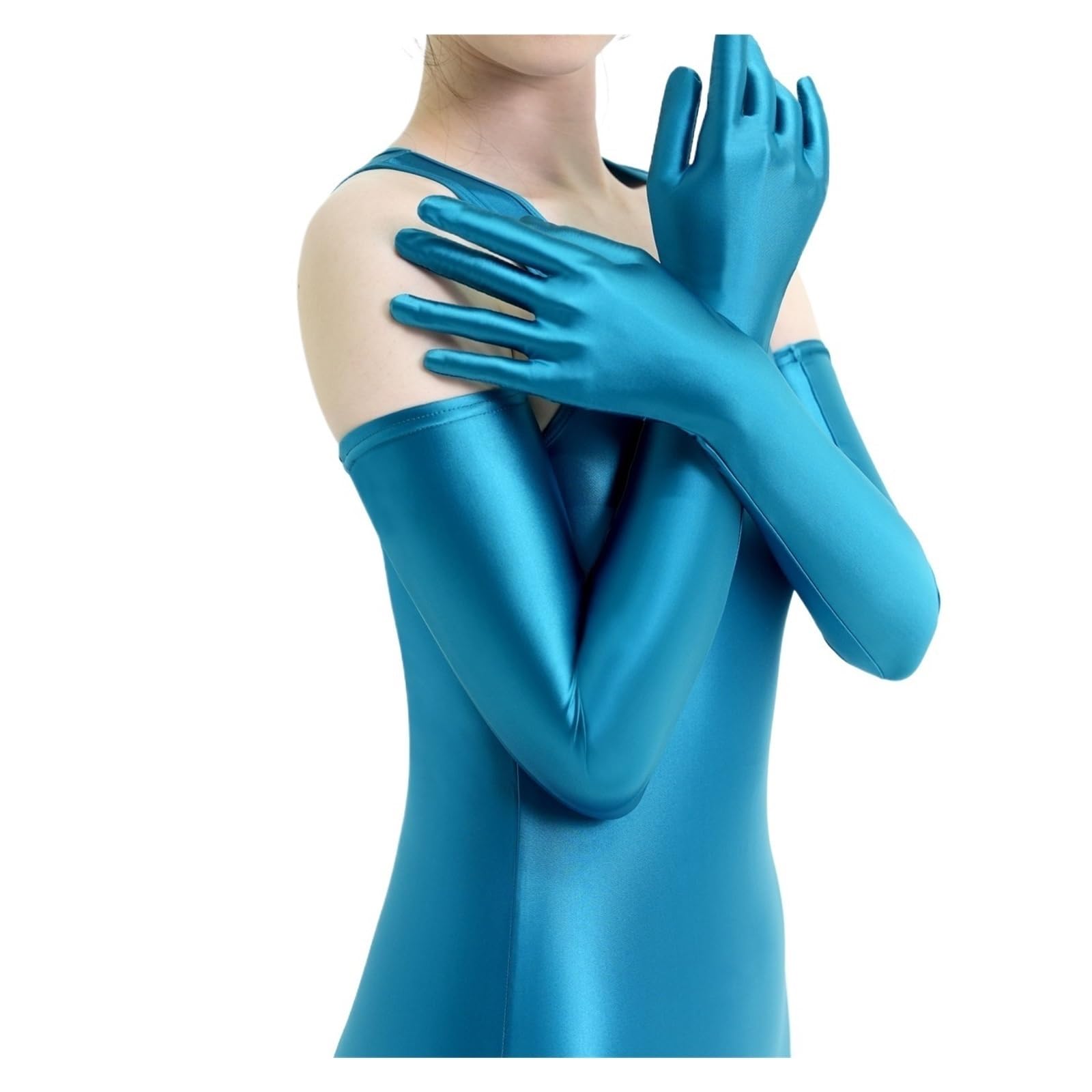Guanti Lunghi Donna Guanti Guanti lucidi con dita unite Guanti ultra lunghi ad alta elasticità Guanti lucidi da abito