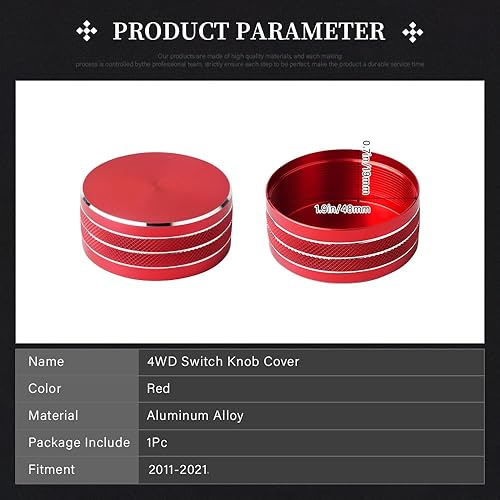 Miniatura 4 de LECART Para Jeep Grand Cherokee Accesorios 2014-2021 Central Multimedia 4WD Interruptor Pomo Cubierta de Aleación de Aluminio Roja 1 Paquete