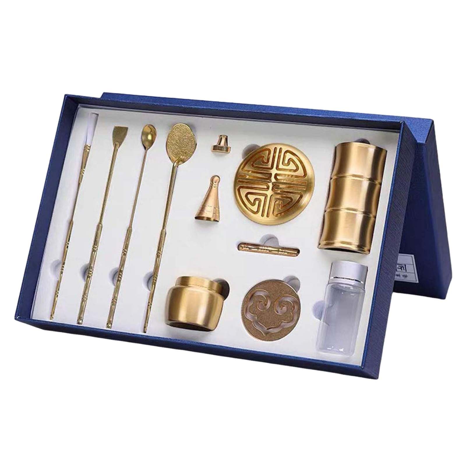 Set di strumenti per la formatura di coni di incenso in ottone, per meditazione yoga, 11 pezzi, kit di stampi per coni di incenso fai da te, marrone, 20 cm