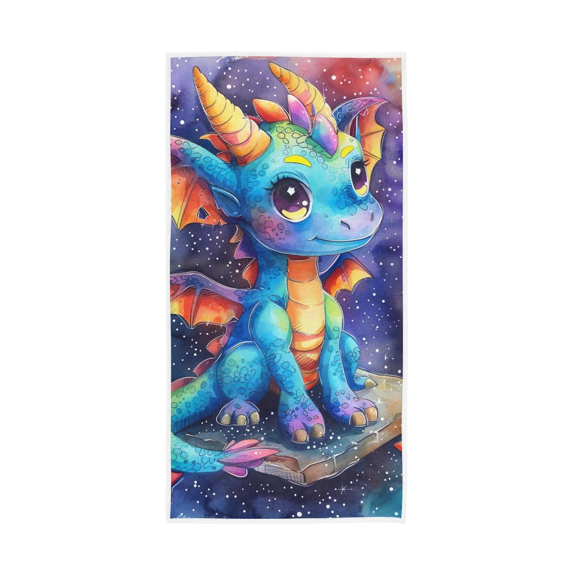 HUYGD Cute Dragon with Big Eyes Hand Towels, 15 x 30 Inches, Soft Highly Absorbent Towels for Bathroom Gym Shower
