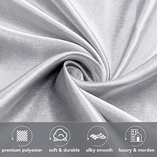 Wubodti 324 Silver Curtains Sparkle Metallic Faux Silk Curtain For Bedroom 84 Inch Length 2 Panels thumb #3