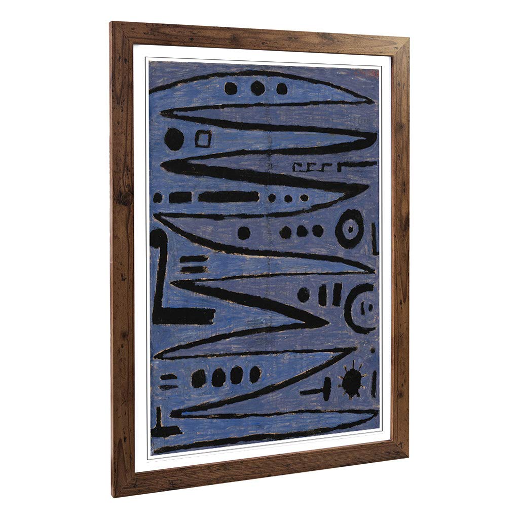 Big Box Art Framed Print of Paul Klee Heroic Strokes of The Box Design | Wall Art Picture | Home Decor for Kitchen, Living Room, Bedroom, Hallway, Walnut, A2 / 24.5x18 Inch / 62x45cm