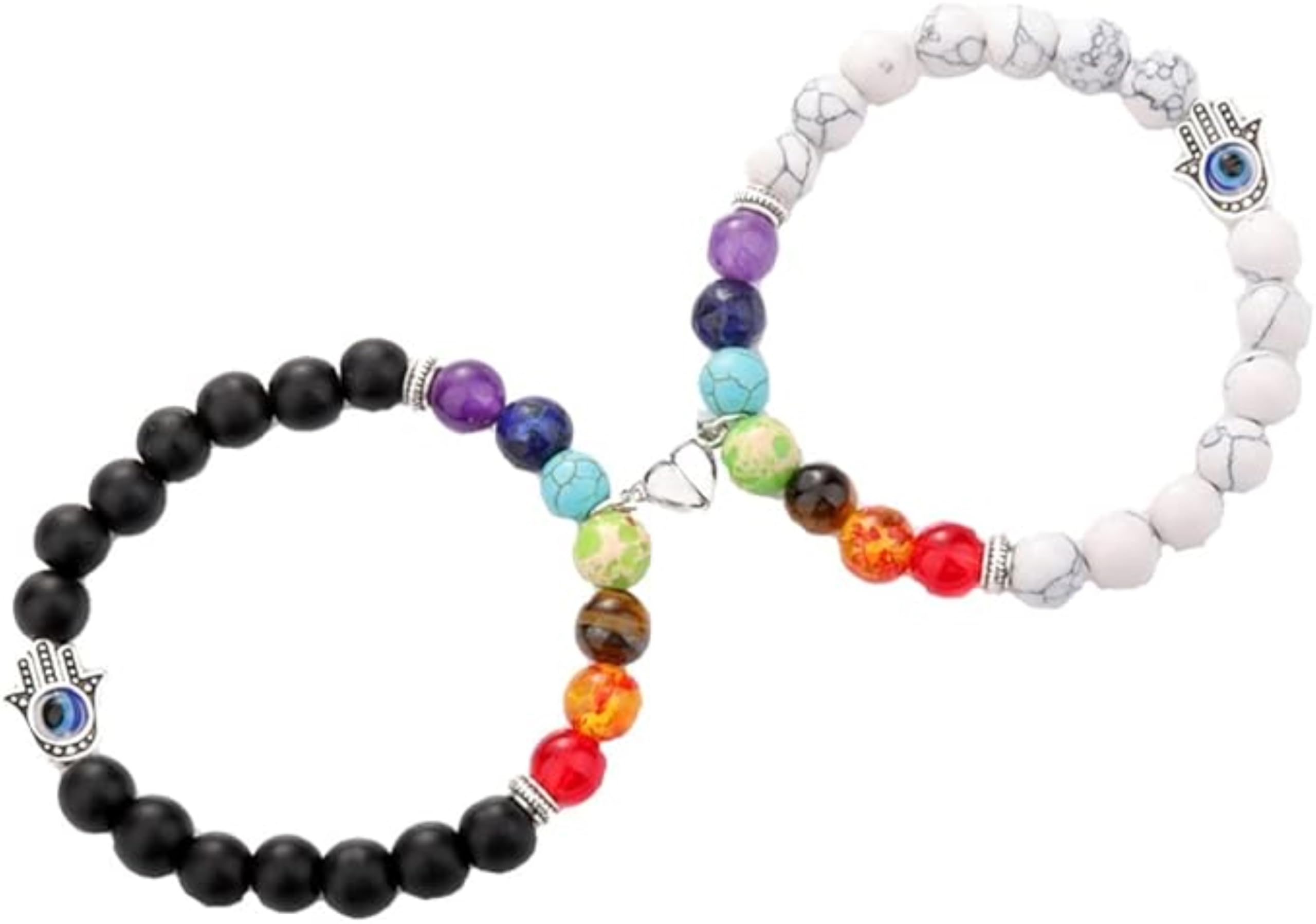 RURU Boho Chic Bracelet - Free Handmade Jwelery Pouch, Multi-layer Wrap | Tribal Modern Jewelry for Men & Women (Half Heart Couple Bracelet with 7 Chakra Stone) (B0CPZT1VG4) Amazon Price History, Amazon Price Tracker