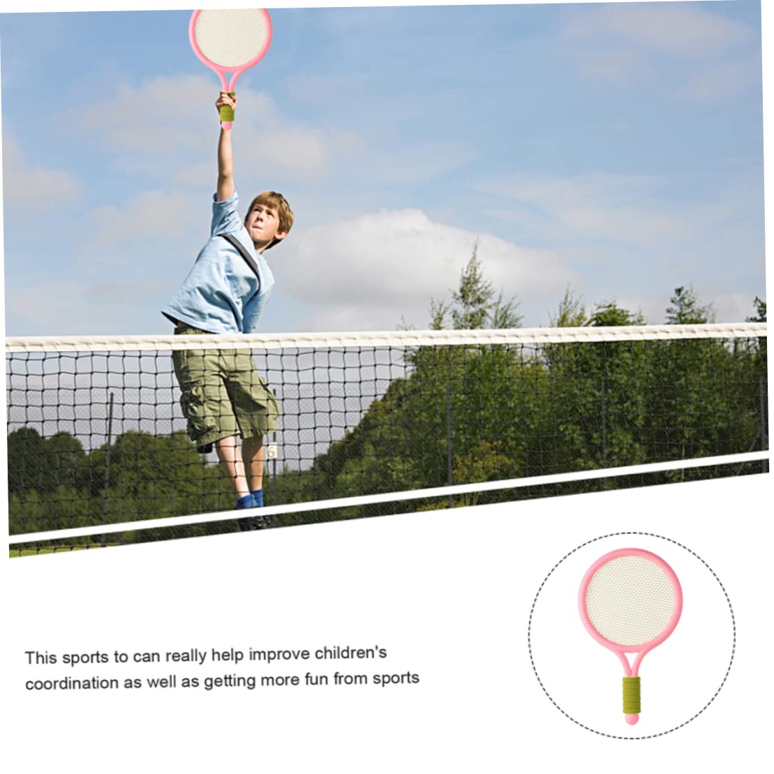 Set di Racchette da Tennis per Bambini, Racchetta da Badminton in plastica per Bambini con Palla, Giocattolo per Giochi Sportivi all'aperto per