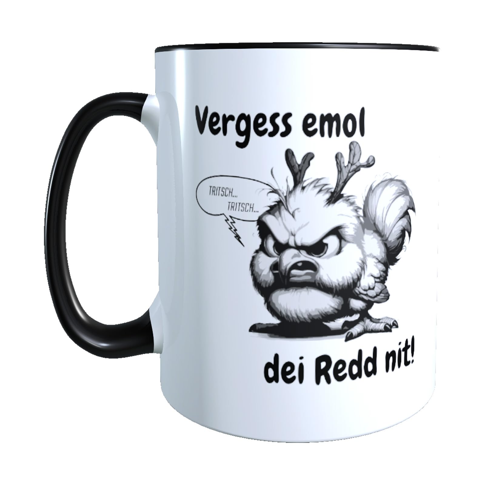 Pfälzer Sprüche Tasse mit Elwedritsche Motiv | Mit lustigem Spruch auf Pfälzisch "Vergess emol dei Redd nit!" | Witziges Pfalz Geschenk