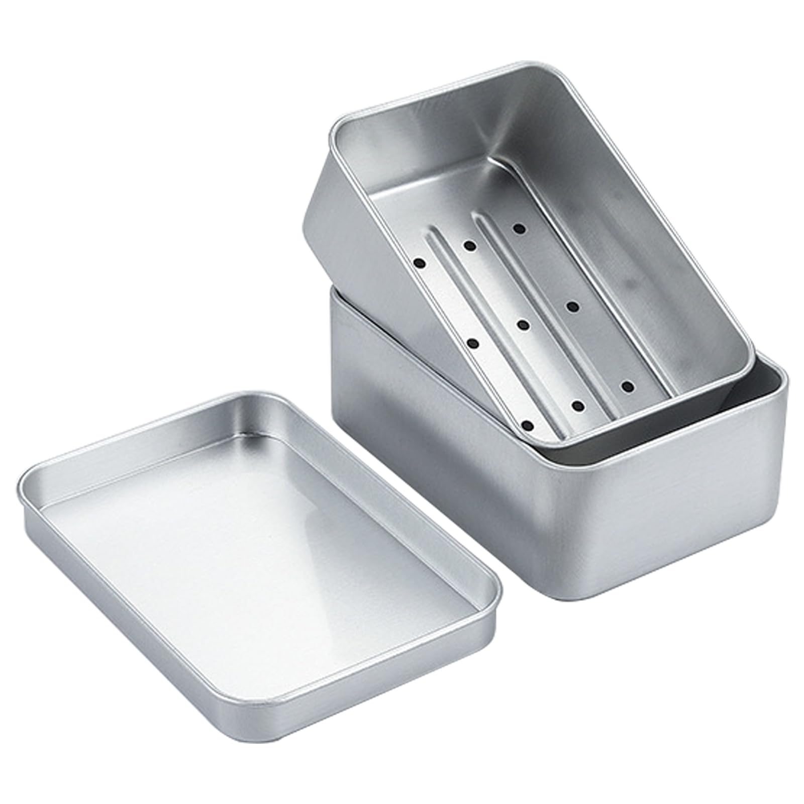 ISGHDXSoap Holder Bathroom Box - Travel Aluminum Soap Container with Lid Soap Dishes with Drainage Design Waterproof and Leakproof for Traveling Camping Home Bathroom