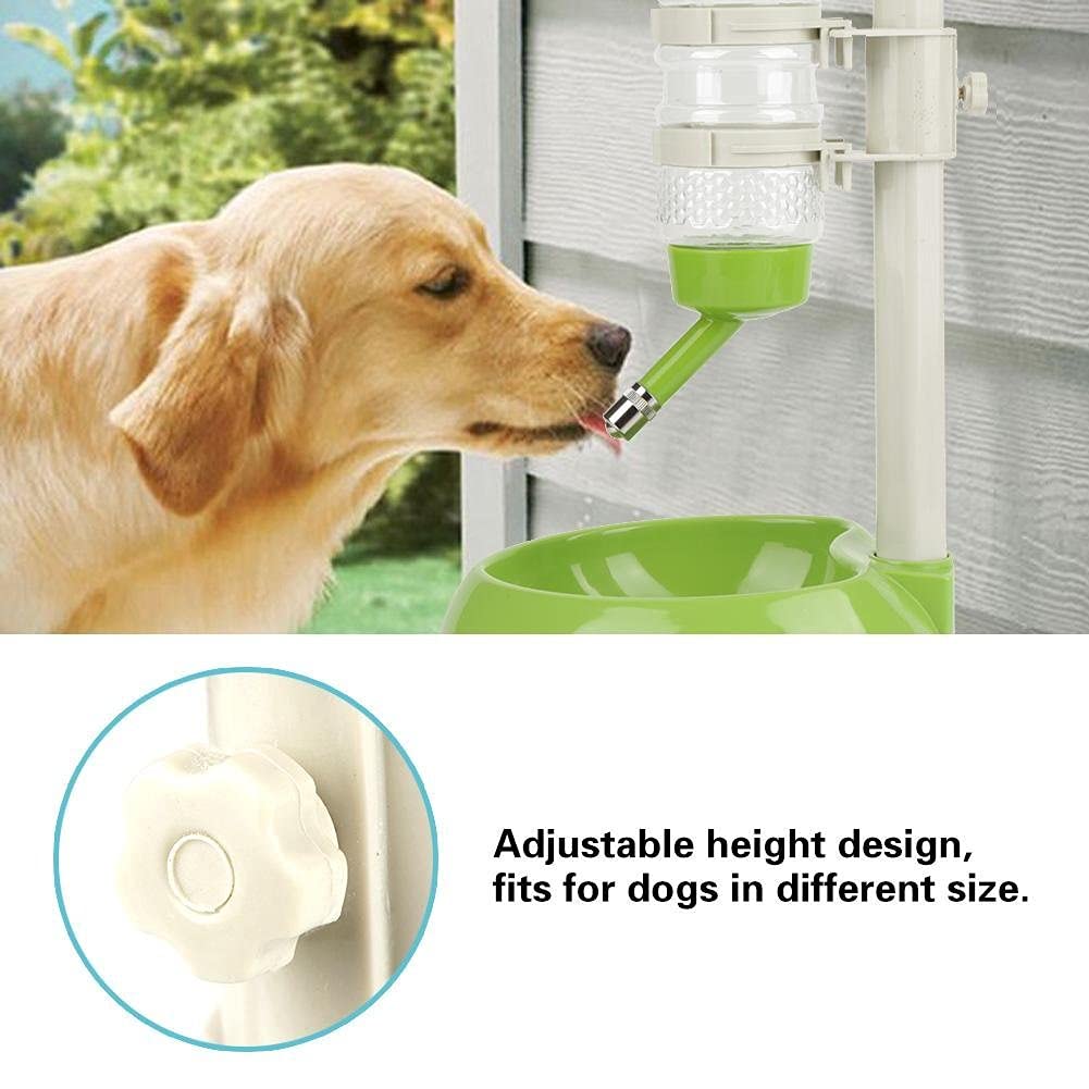 Fdit Dispensador de Agua Potable 500ml Cuenco de Alimentos con Botella de Agua para Mascotas Dispensador Grande Ajustable Automáticamente de Altura para Gato Socialme-EU(Verde)