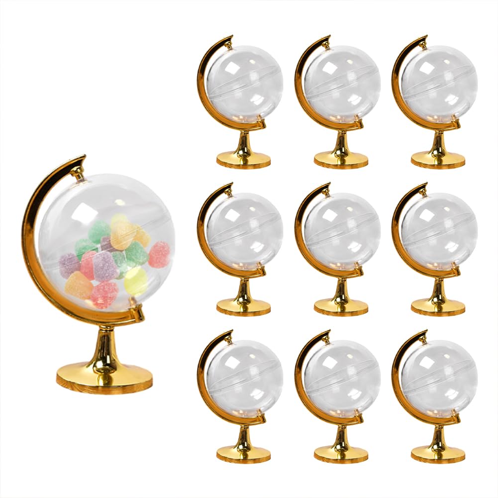 Eforcase 10PCS Clear Candy Boxes Mini Globe Candy Containers Transparent Round Globe Treat Boxes Wedding Favor Boxes Storage Container Candy Jars Decorations for Bridal Shower Wedding Party
