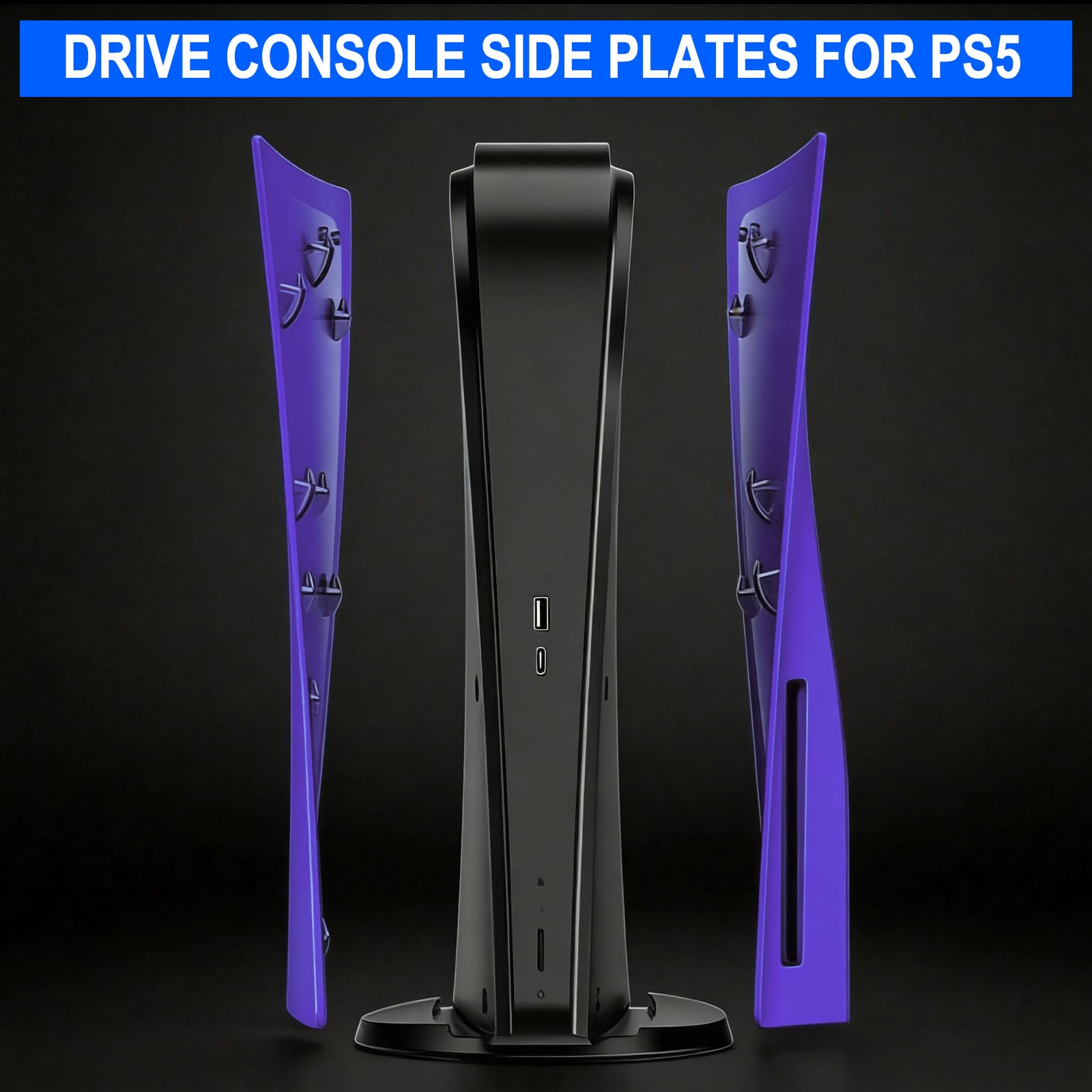 arVin Ersatz-Seitenschalenplatte für PS5, Ersatzabdeckung für PS5-Disc-Version-Konsole, staubdichtes Zubehör für PS5-Konsole, ABS-Gehäuse, Violett