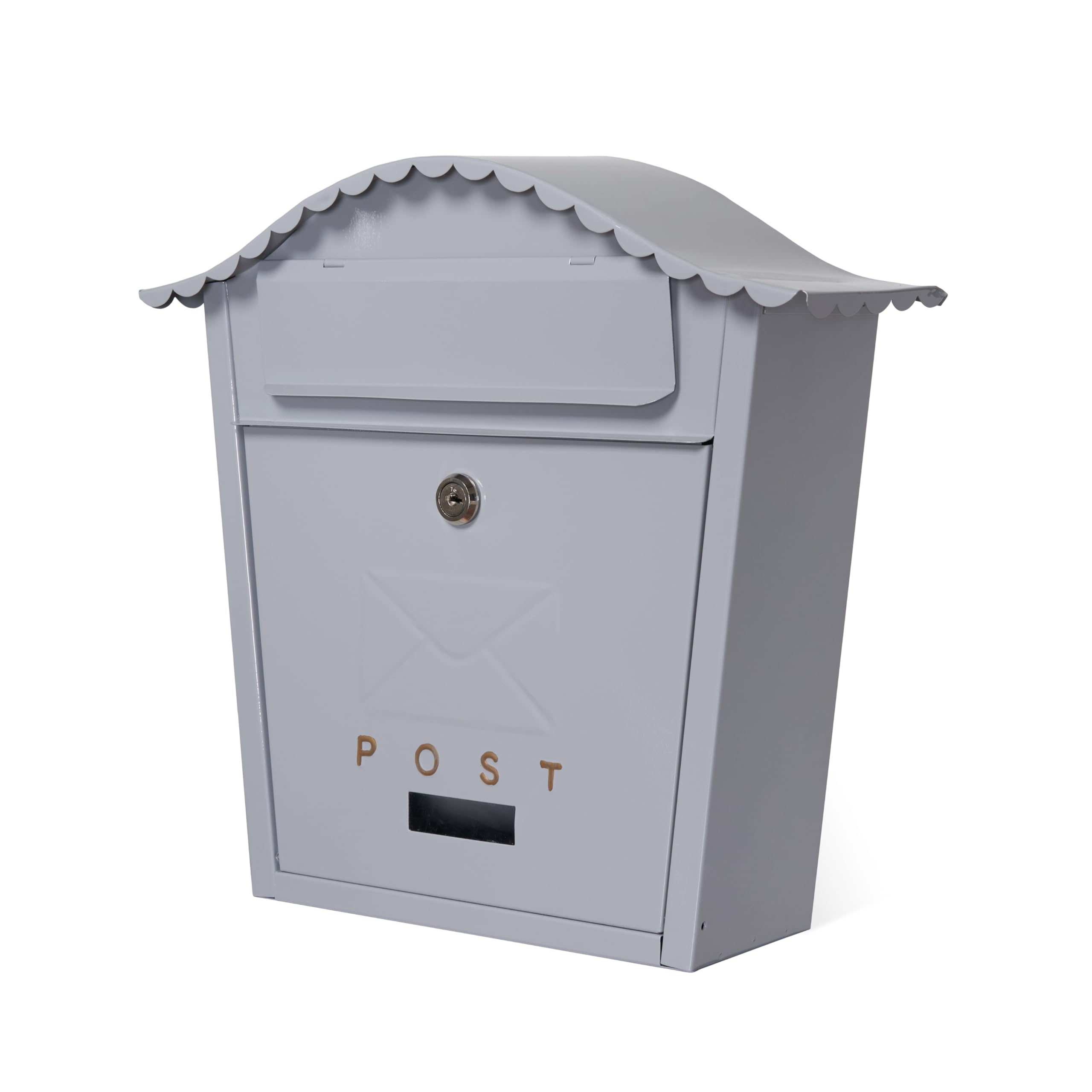Assorted Collections Grey Wall Mounted Post Box Contemporary Design Letterbox Lockable 2 Keys Iron Weatherproof Mailbox Easy To Install - 35.5 X 26 X 10 Cms Extra Large