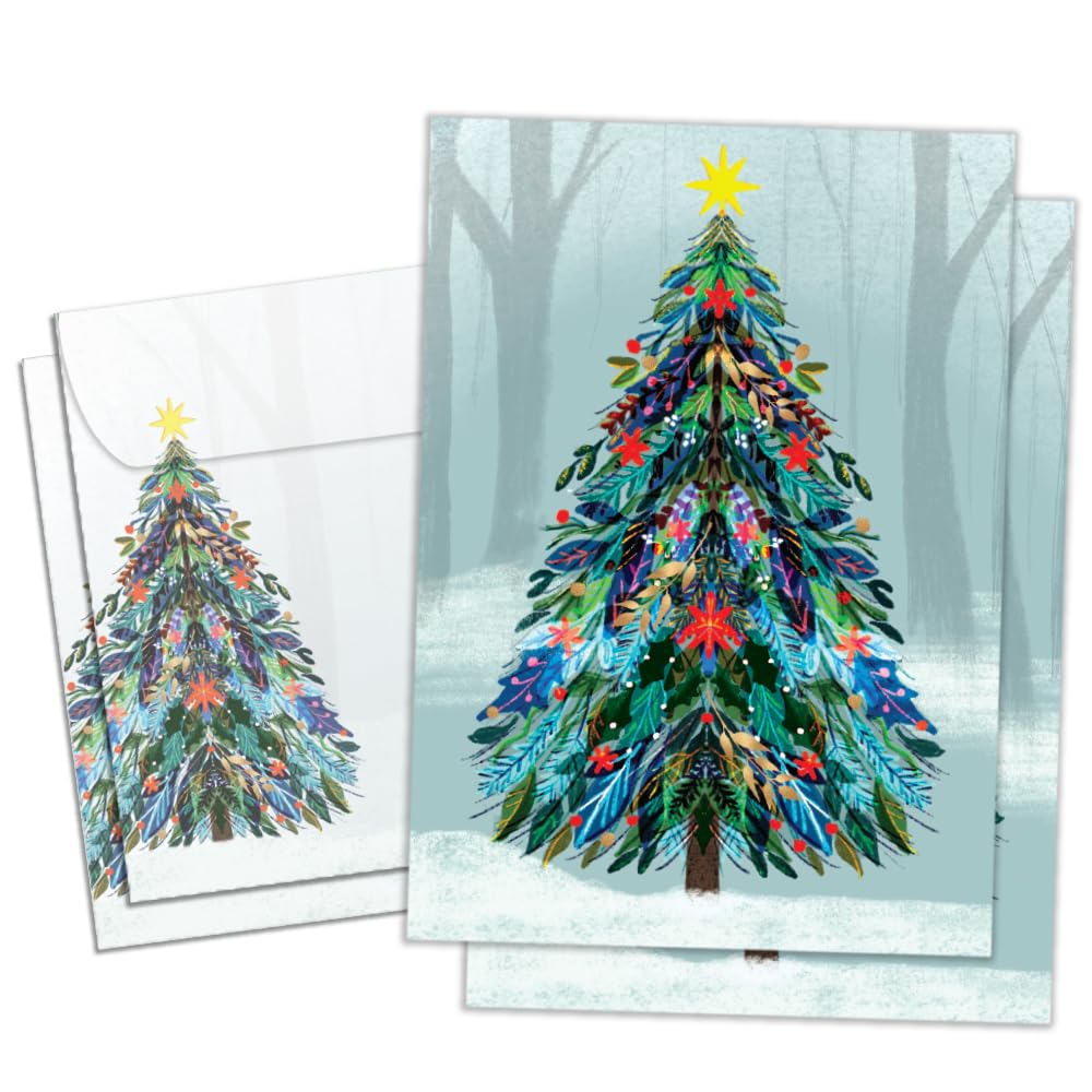 Tree-Free Greetings - Holiday Greeting Cards - Artful Designs - 2 Cards + Matching Envelopes - Made in USA - 100% Recycled Paper - 5"x7" - Tree