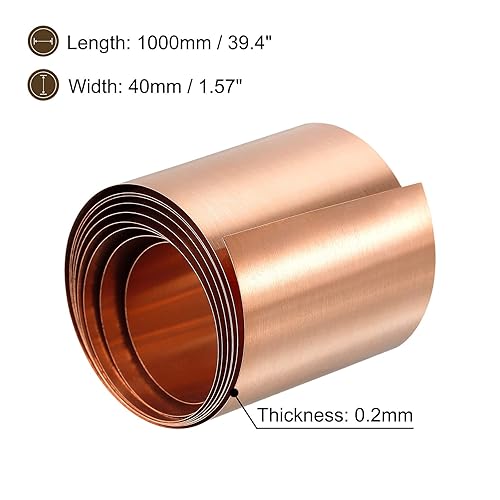 Miniatura 67 de Uxcell Hoja fina de cobre del rollo de la hoja, 3pcs 0.004x0.394x39.370 in rollo de hoja de cobre puro para manualidades, reparaciones eléctricas