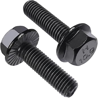 M12 x 35 Flanged Hex Screws 1.75 mm M12 Pitch Pack of 10 10.9 Black Alloy Screws Black Finish Hex Flange Head Bolts