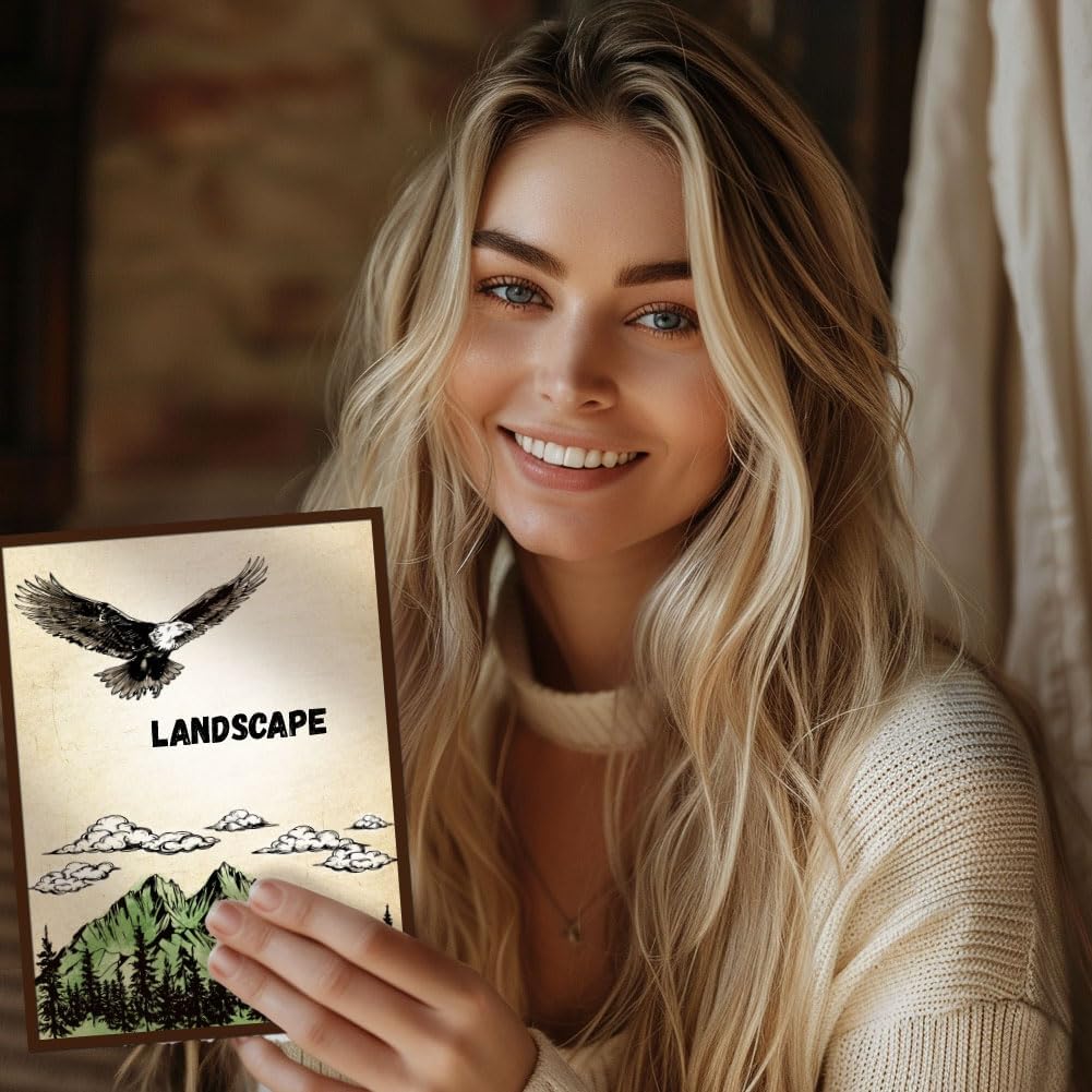 GLOBLELAND Eagle Landscape Clear Stamps Mountain Peak Forest Scenery Silicone Stamp Seals Nature Clouds Transparent Stamps for DIY Scrapbooking Cards Making Photo Album Journal