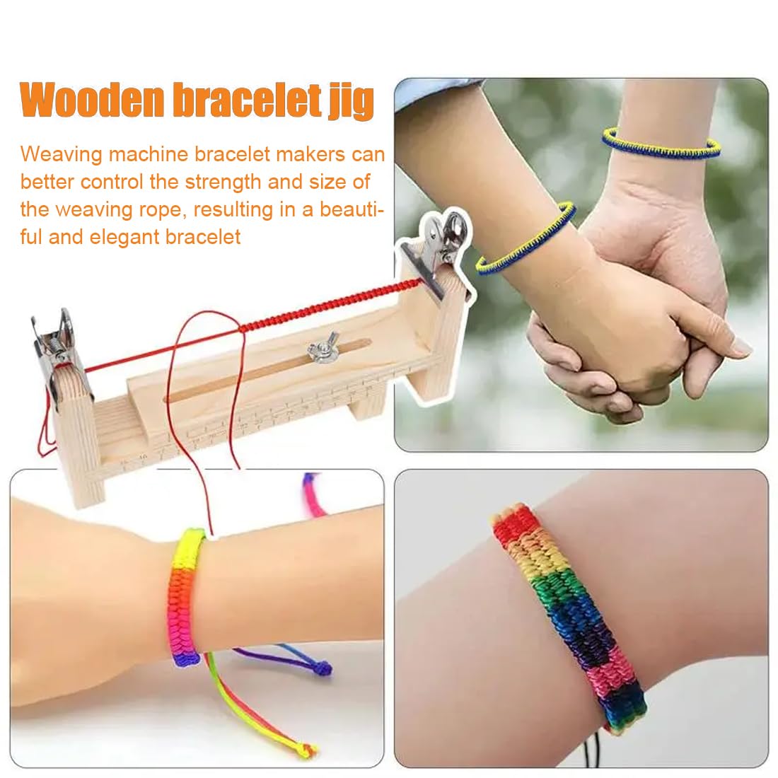 XPEX 1 Pezzi Telaio Per Braccialetti, Fabbricante Di Braccialetti Regolabile, Paracord Jig Bracelet Maker U Forma Di Legno Bracciale Jig Kit Fai Da Te Braccialetto Maglia Jig Con 2 Clips