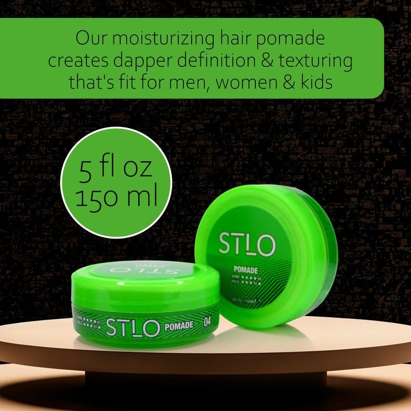 STLO Pomade High Shine - Medium Hold - Hair Styling Cream for Frizz Control and All Day Professional Look