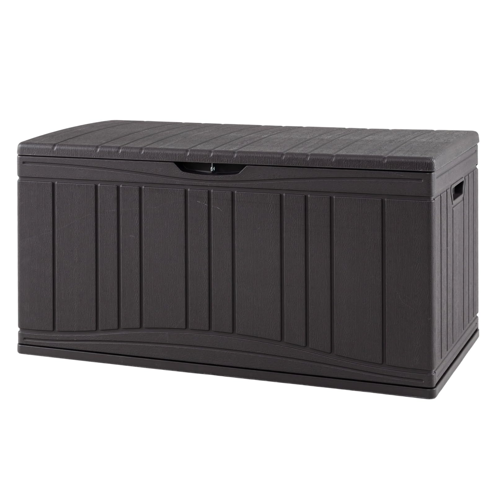 GIANTEX Baúl de Almacenaje para Jardín con Capacidad de 300L, Arcón Exterior de Resina con Tapa y Orificio para Candado, Contenedor Impermeable para Patio, Terraza, 114 x 55 x 61 cm (Marrón)