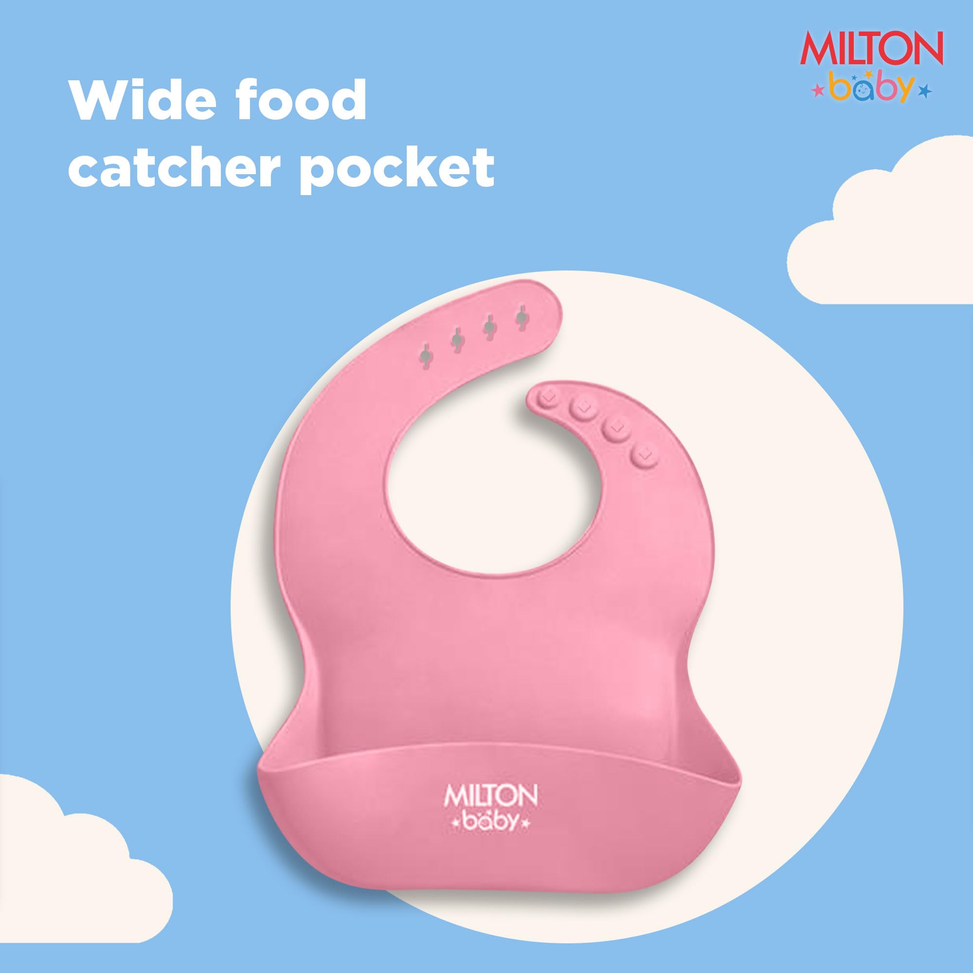Milton Baby Silicone Feeding Set of 6 I Strong Suction Base with Release Tab I 100% Food Grade-BPA Free I Flat Base Tumbler I No Mess I Adjustable Fit Bib I Soft Spoon I Pink 1