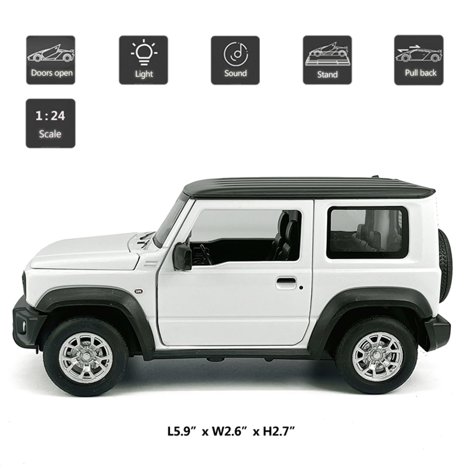 MPL SUZUKI Jimny 1/10 ホワイトモデル幌黒バンパOFセット 1:24 Scale 2021 Suzuki Jimny SUV Model Toy Car Metal Diecast Toy