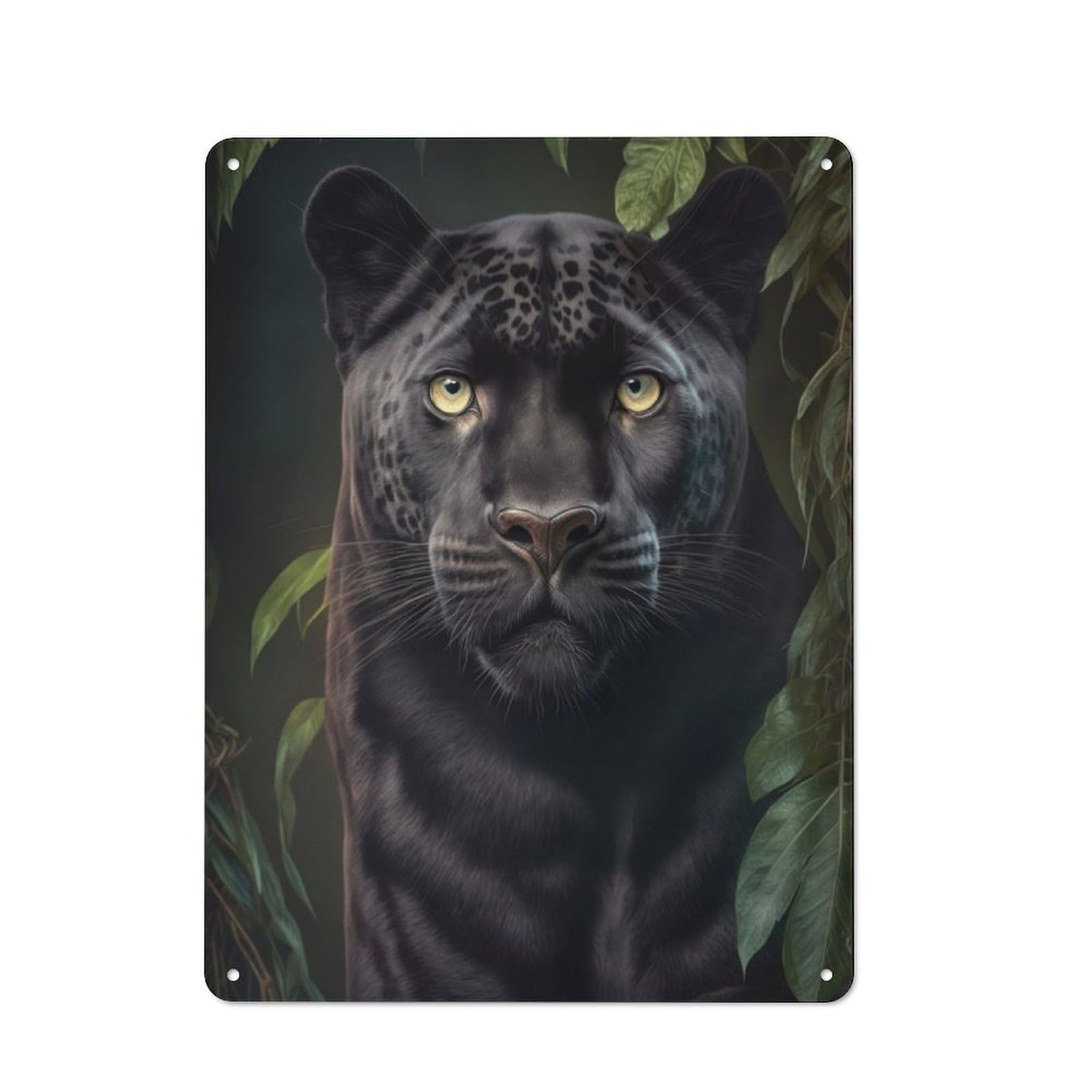 Junmoney Black Leopard Metal Wall Sign 40X30cm Featuring For Garage Or Workshop, For Garage, Workshop And Man Cave Decoration