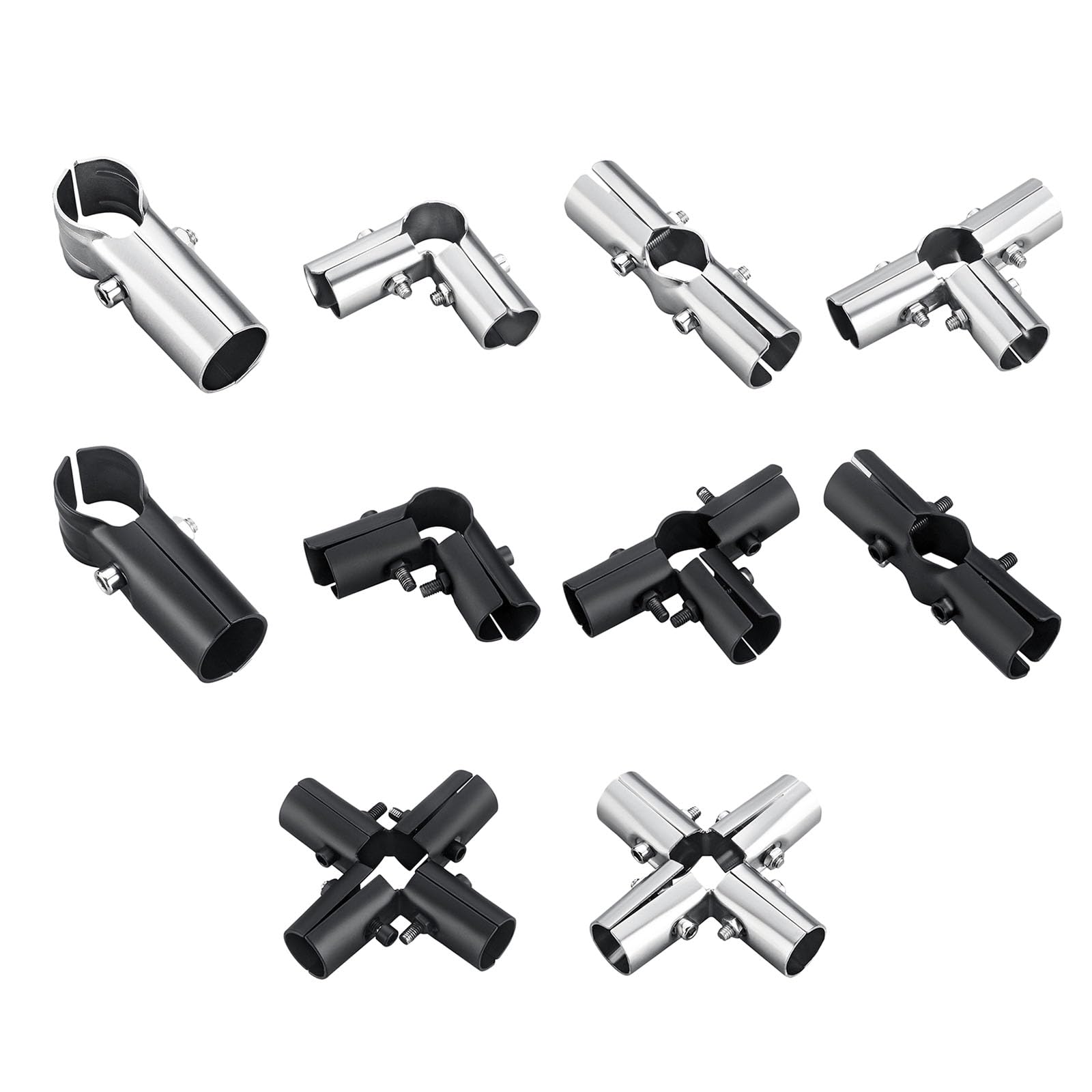 Lot de 5 raccords ronds de tuyaux en acier inoxydable haute résistance pour étendoir à serres