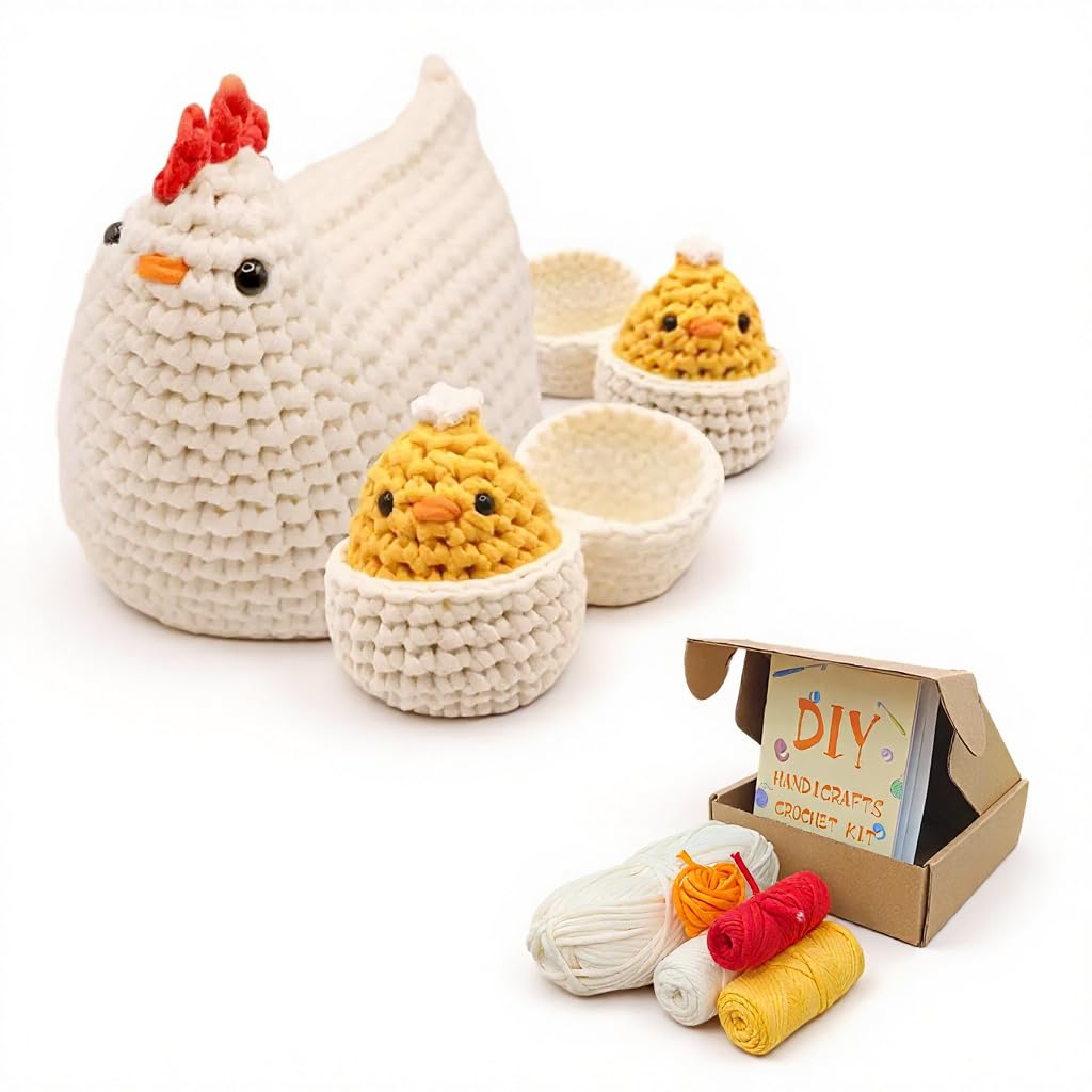 HASTHIP® Crochet Kit for Beginners, Starter Crochet Chicken Animals Kit for Adults and Kids Birthday Gifts for Crocheting Lovers, Handcraft Amigurumi Knitting Kits-picture-14