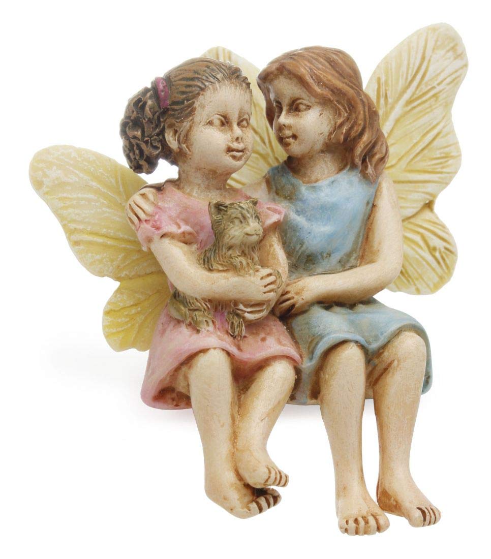 Marshall Home and GardenSitting Fairy Sisters Multicolored 3 x 3 Resin Stone Collectible Figurine
