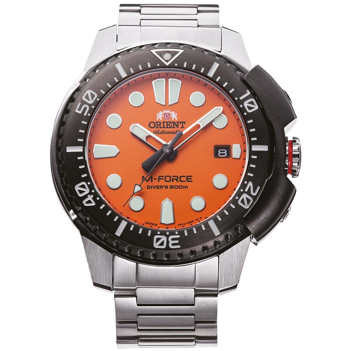 Orient M-Force - Orologio da polso da uomo automatico e a carica manuale meccanico sportivo cinturino in tessuto nero cassa in acciaio inox display analogico verde - RA-AC0N03E10B