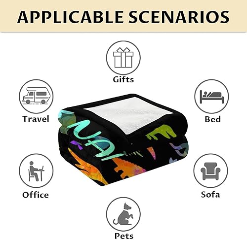 Miniatura 6 de Manta personalizada de dinosaurio con nombre, manta pequeña de 40 x 30 pulgadas para niños, niños y niñas, mantas de felpa suave para cama, sofá,