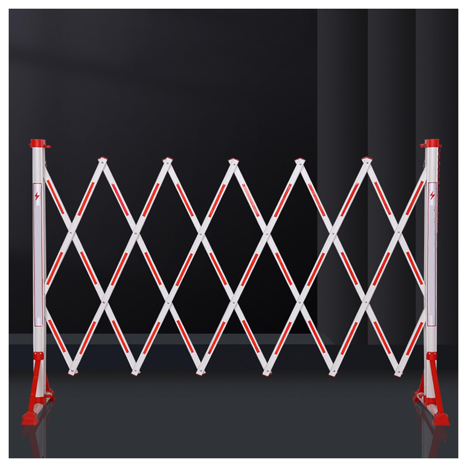 WQPMNYG Security Barrier,Movable Expandable Traffic Guardrail, Portable Safety Railing with Casters, Outdoor Traffic Fence for Roads and Garages, White-Red, 250cm/8.2ft