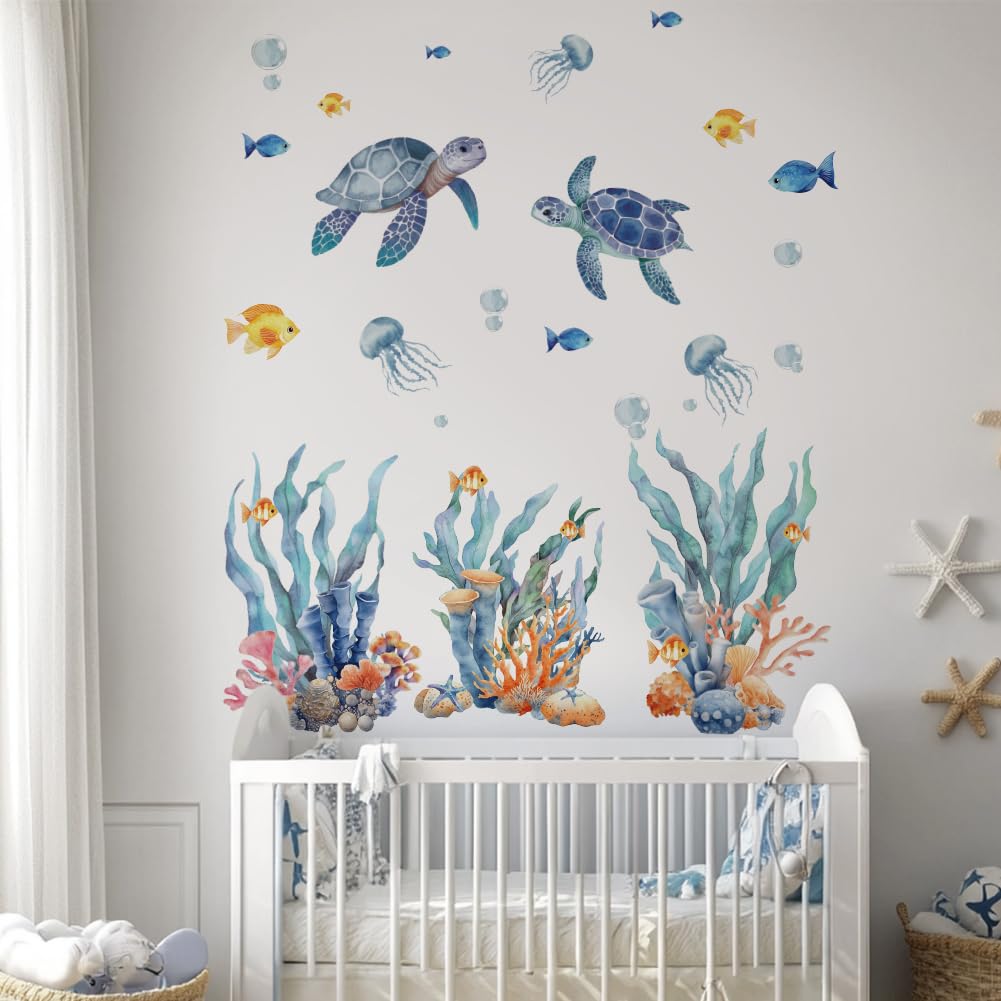 GOMAKERER 3 Sheets Sea Turtle Wall Decals - Image 4