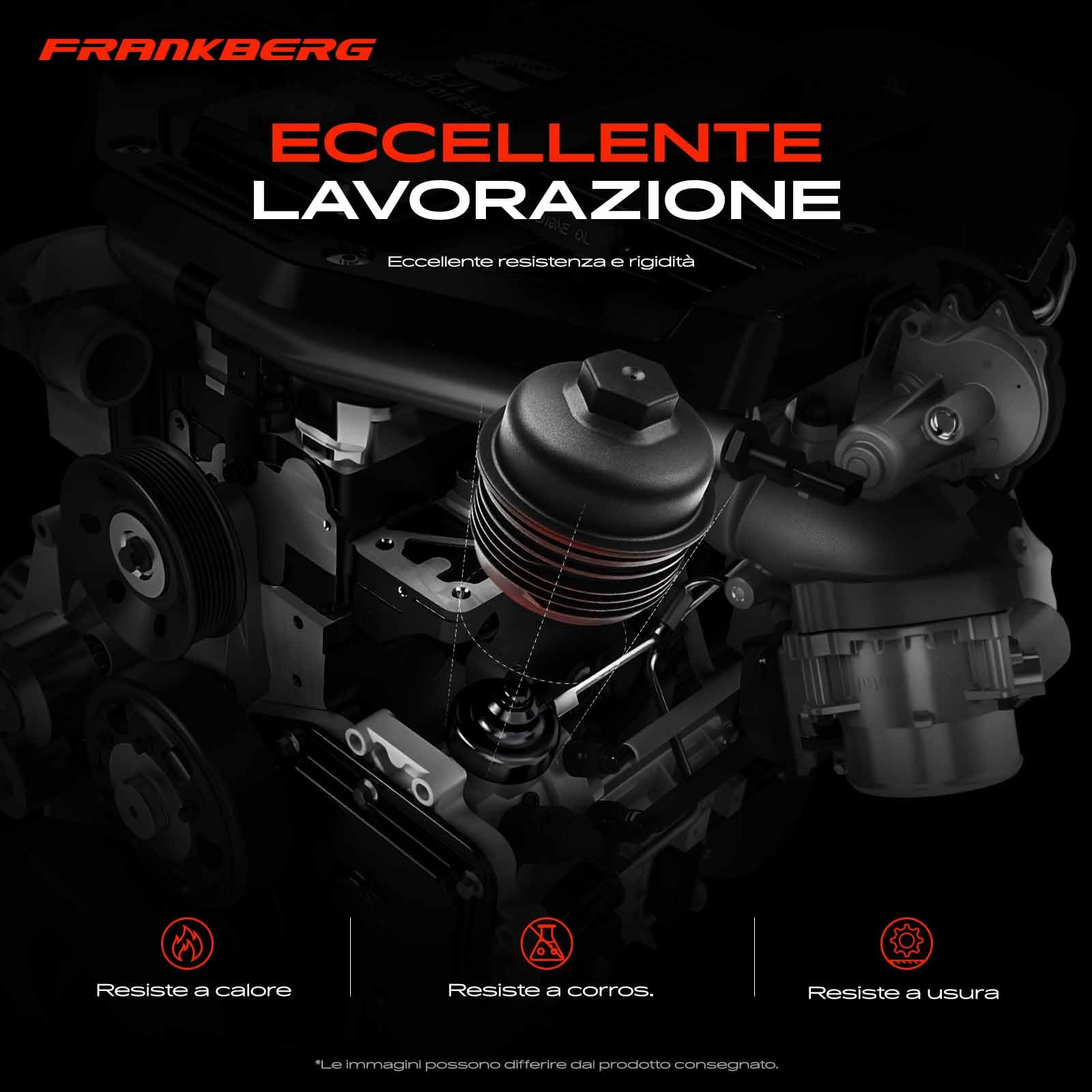 Frankberg Alloggiamento del filtro dell'olio Con Anello di tenuta Diesel Compatibile con Doblo MPV 263 1.6L 2015-2025 Combo Furgone/MPV X12 1.6L 2012-2025 Replace# 55231346