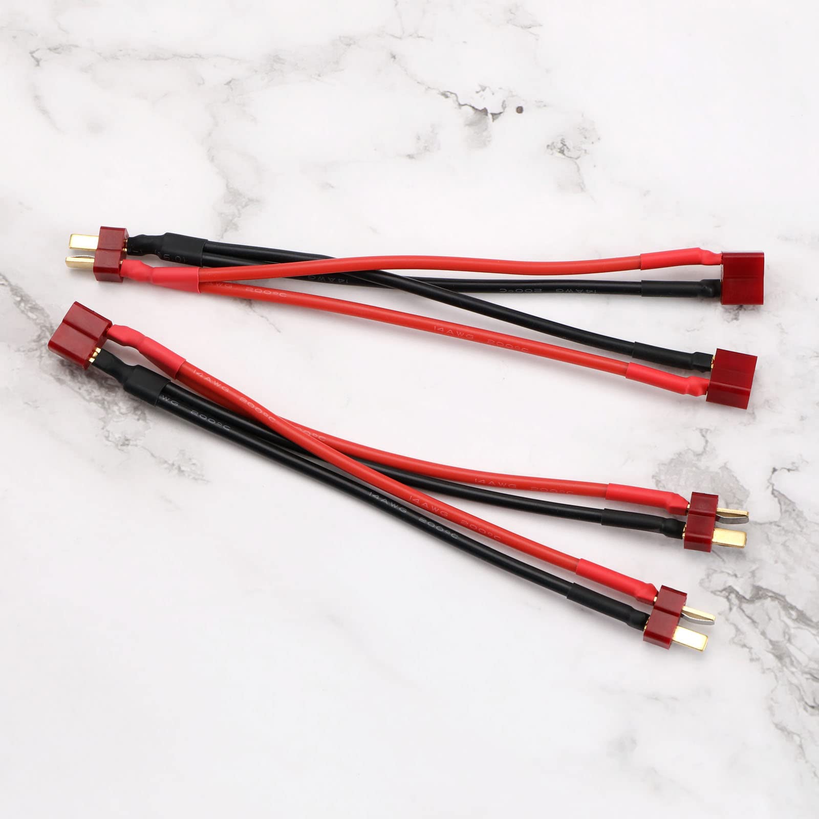 T-Stecker Adapterkabel 2er-Set – 14 AWG, 5 Cm, Stecker Auf Buchse, Für RC-Modelle & Akku-Anschluss