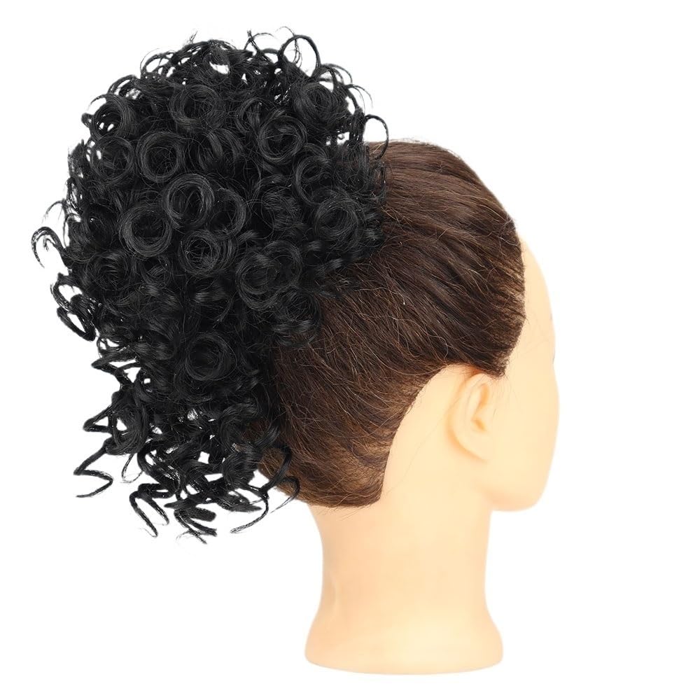 Uso diario en fiestas Extensión de moño desordenado for mujer, extensión cabello sintético rizado con cordón elástico(1)
