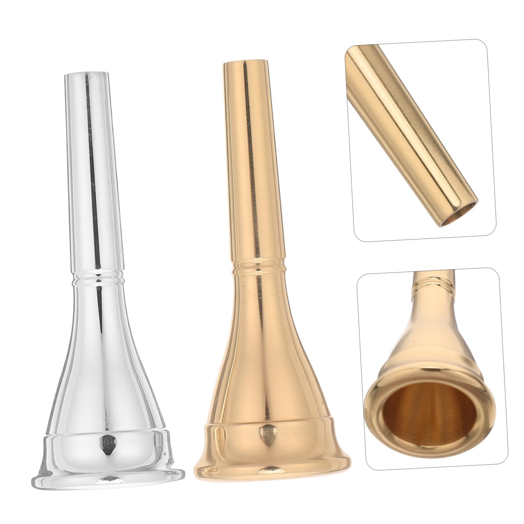 BESTonZON Bocchino per Corno Francese in Metallo Oro e Argento, Accessorio di Sostituzione 2 Pezzi per Concerti Professionali e Pratica Musicale