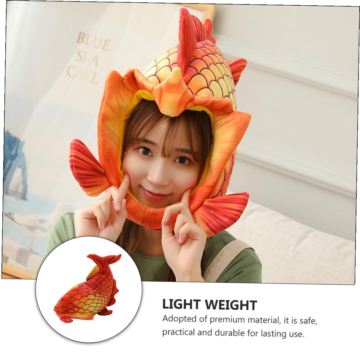 Cabilock Sombrero de Disfraz para Rojo Forma de Cabeza de Pez Divertido para Fiestas de Halloween y Juegos de Rol Gorra de Tela Cómoda y Cálida para Eventos y Celebraciones