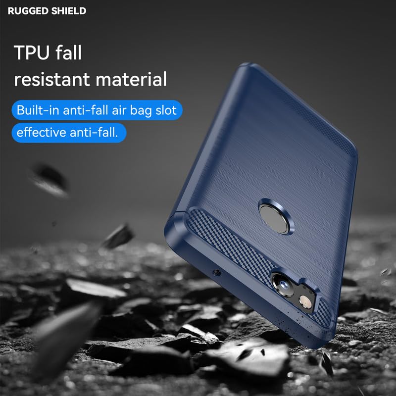 Image of Hybrid Carbon Fiber Back Case for Google Pixel 2 (Blue)