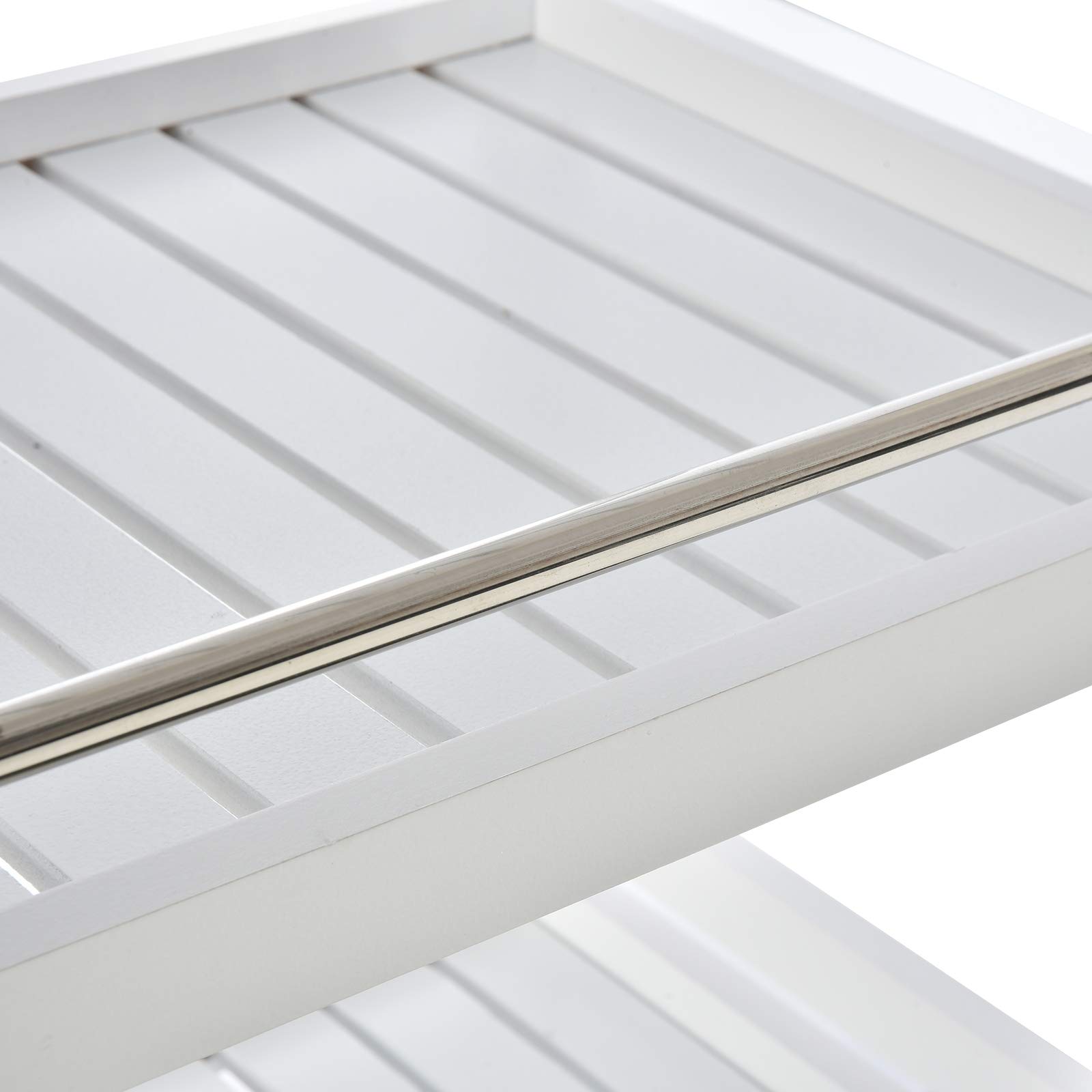 HOMCOM Carrello da Cucina Salvaspazio in Legno e Acciaio Inox, con 3 Ripiani e 4 Ruote 360°, Bianco, 45 x 38 x 78cm